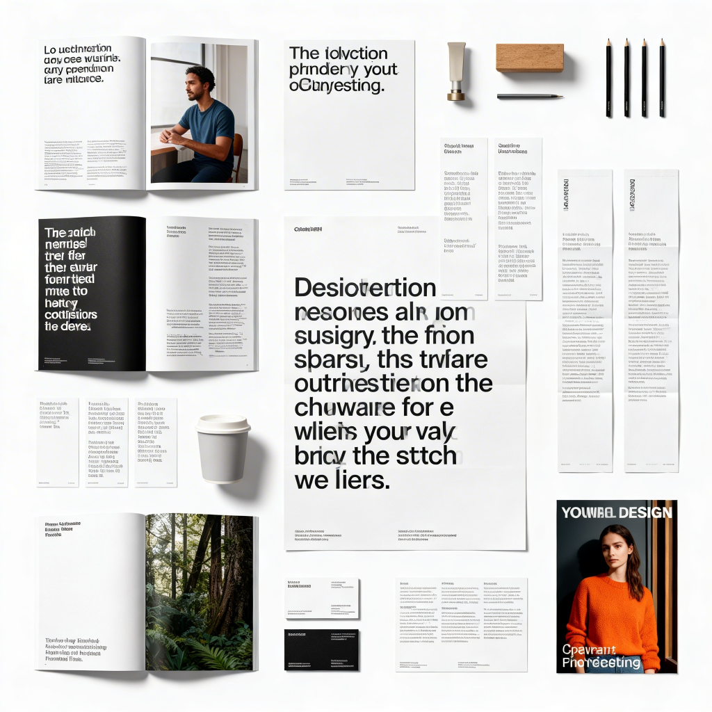 A comprehensive display of high-end printed products including brochures, flyers, leaflets, and custom paper cups, showcasing premium offset and digital printing quality.