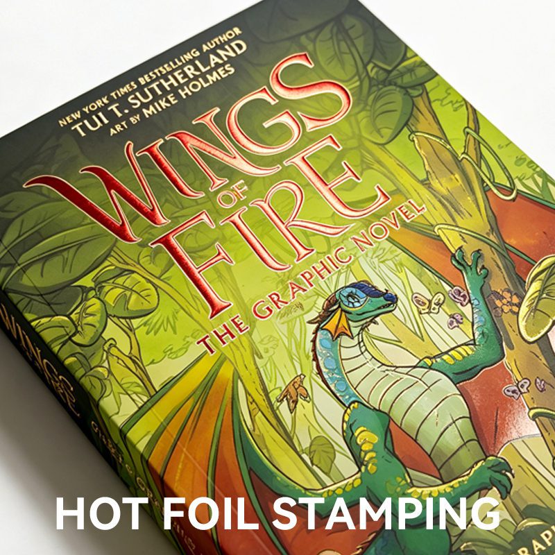 Book cover featuring shiny red hot foil stamping on the title text, adding a premium metallic finish.